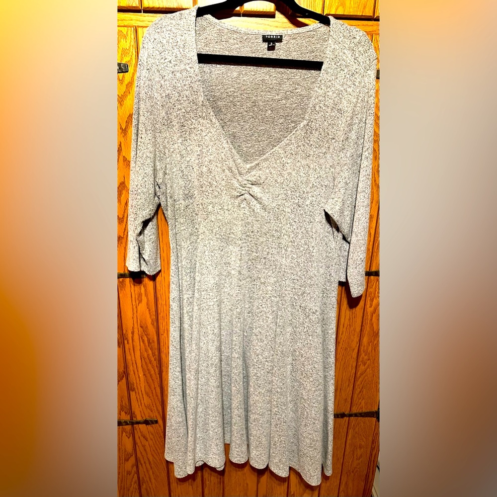 torrid Gray Knit V-Neck Swing Dress